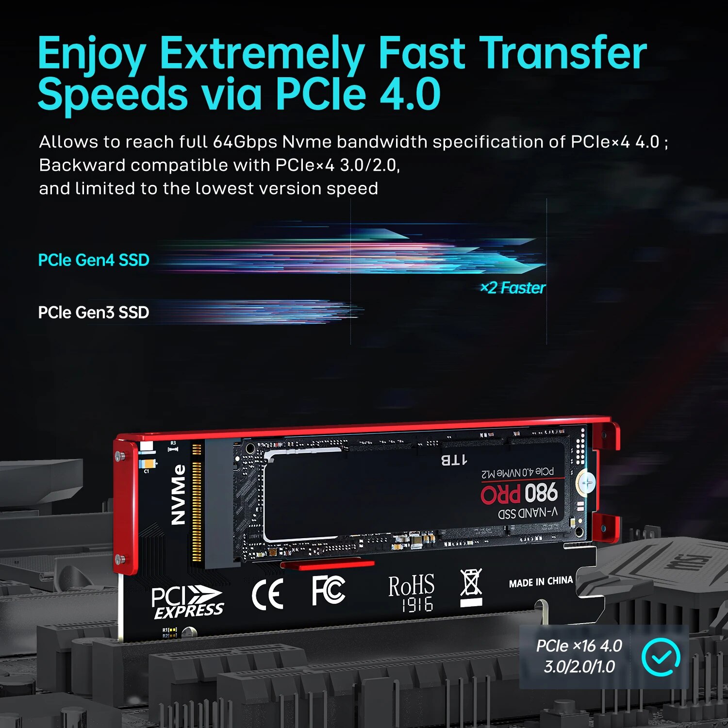 JEYI M.2 NVME To PCIE 4.0 X16  - Samsung Ssd 980 Pro ulasan dan harga
