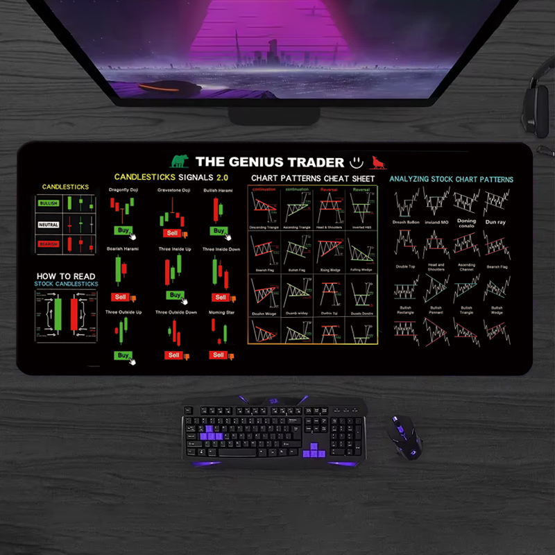 EXCO Stock Market Trader Leath - Gaming Keyboard And Mouse Pad ulasan dan harga